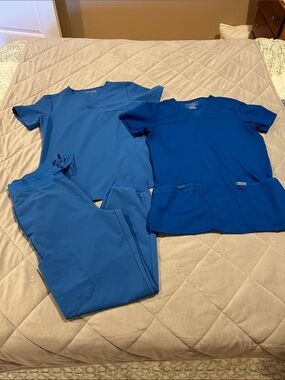 Set! Blue Medical Scrub Tops & Pants